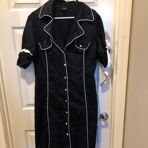 Black dress with white piping